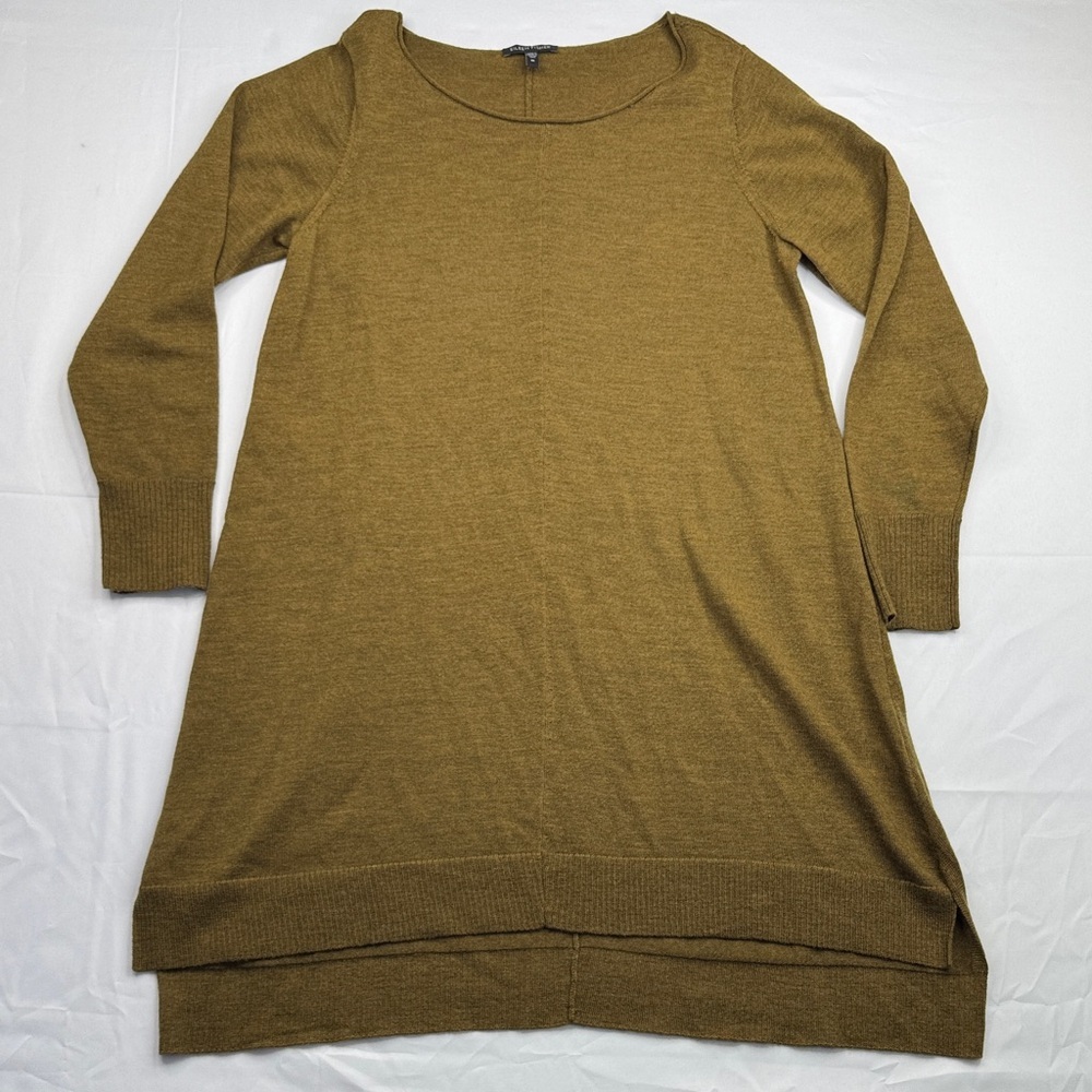 Eileen Fisher Olive Green Sweater dress - Crew Neck size Medium M long sleeve